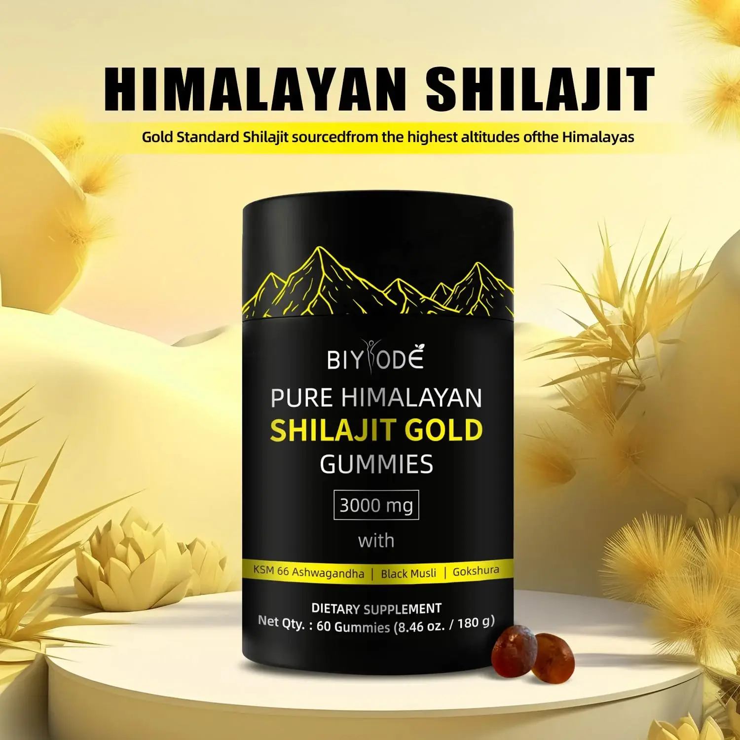 Shilajit Resin Pure - 3000mg Himalayan Shilajit Gummies - 60