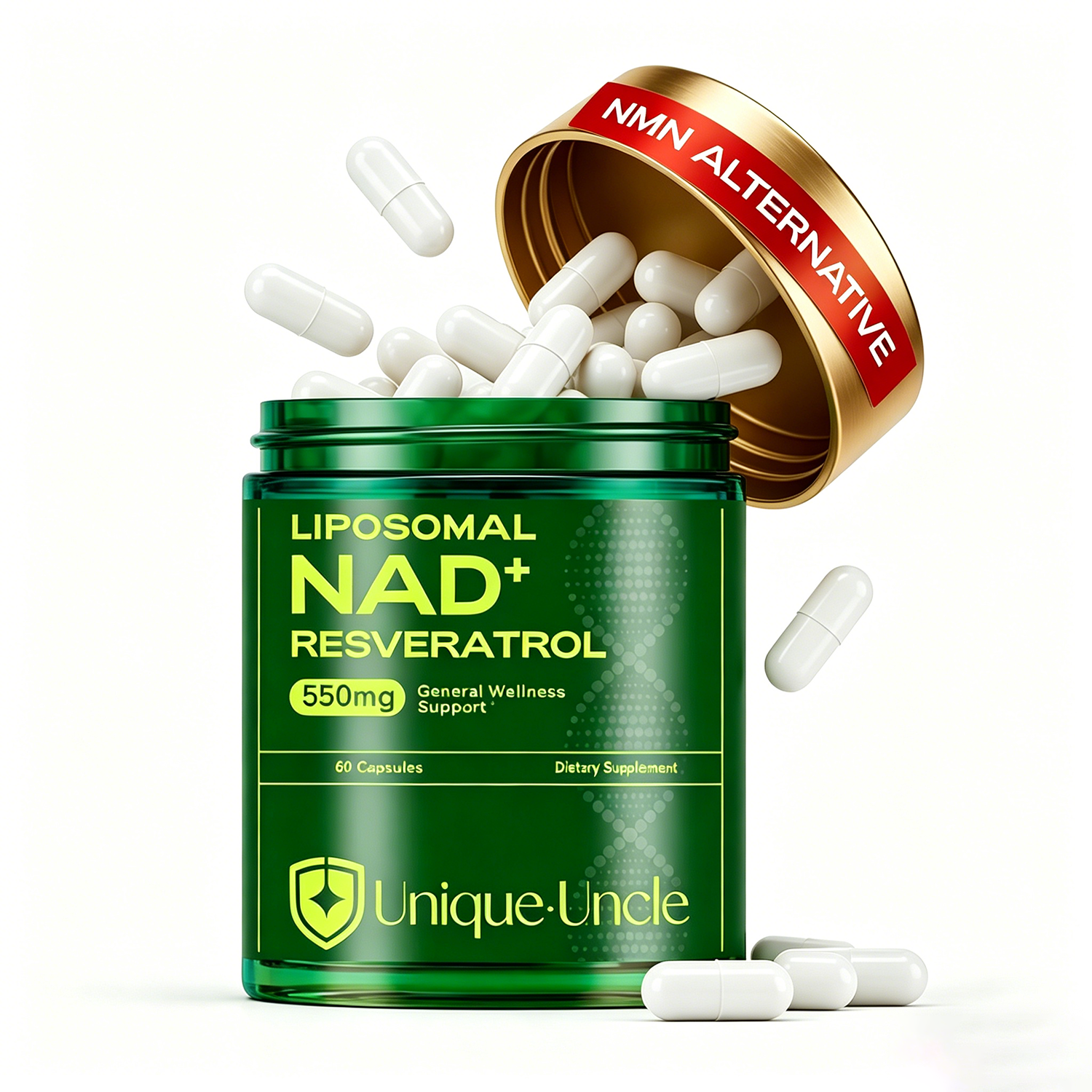 Resveratrol Capsule Anti Aging - Liposomal NAD+ Supplement 550mg with Trans