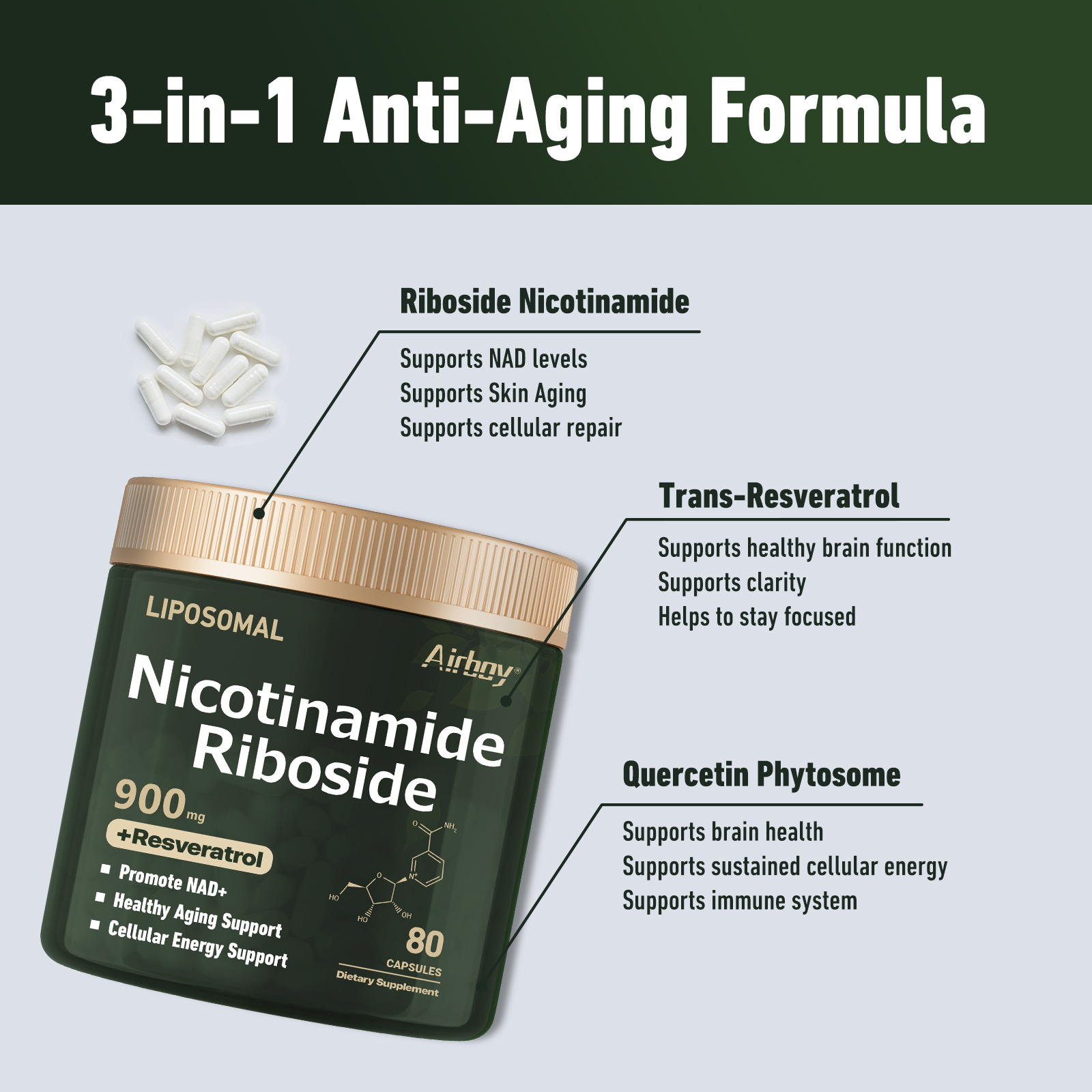NAD+Supplement - Liposomal Nic - Resveratrol Capsule Anti Aging ulasan dan harga