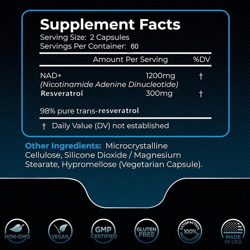 NAD+ Supplements - Natural Ene - Resveratrol Capsule Anti Aging ulasan dan harga