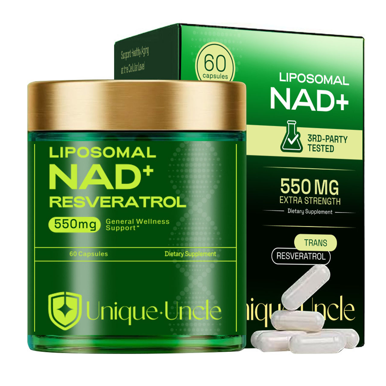 Liposomal NAD+ Supplement 550m - Resveratrol Capsule Anti Aging ulasan dan harga